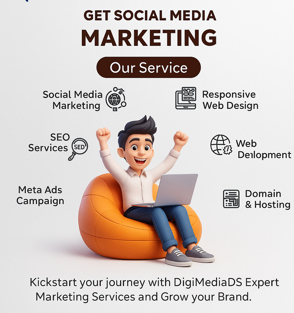 digi media ads digital marketing services illustration showing social medi